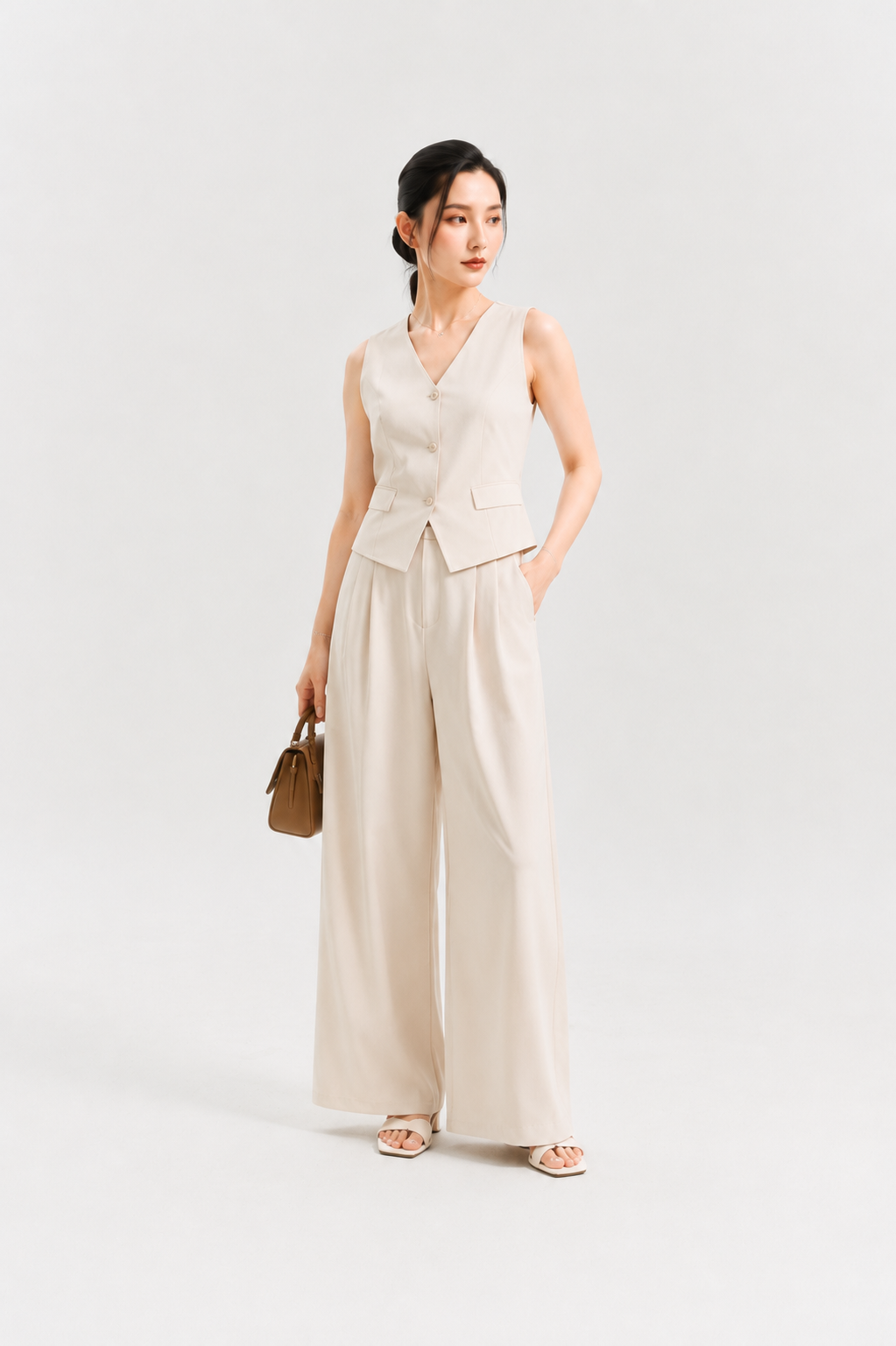 Set áo vest + quần ống rộng